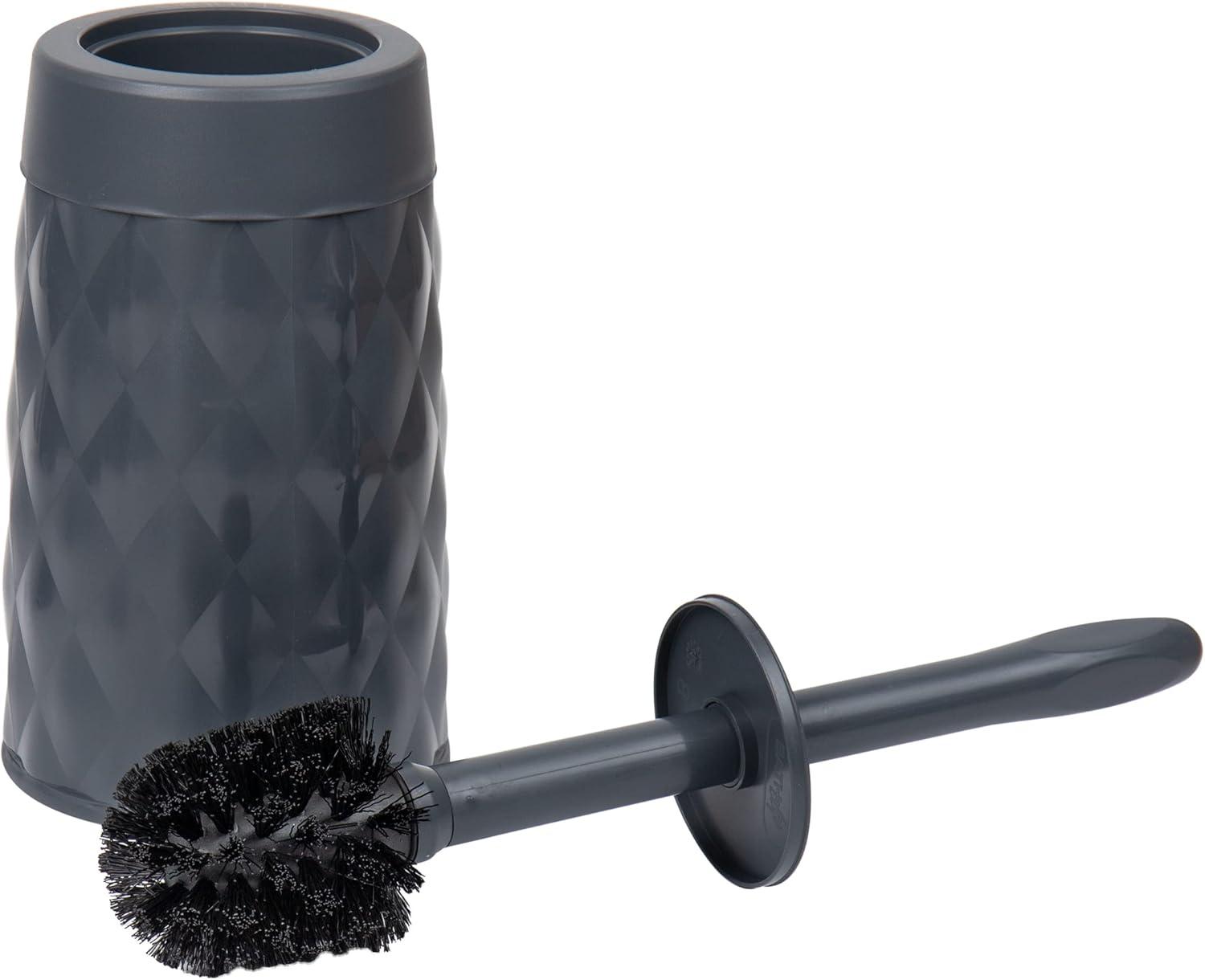 imageMind Reader Trash Can and Toilet Brush Set Bathroom Decor Swivel Lid Accessories 875 W x 1125 H 2 Piece Set GrayGray