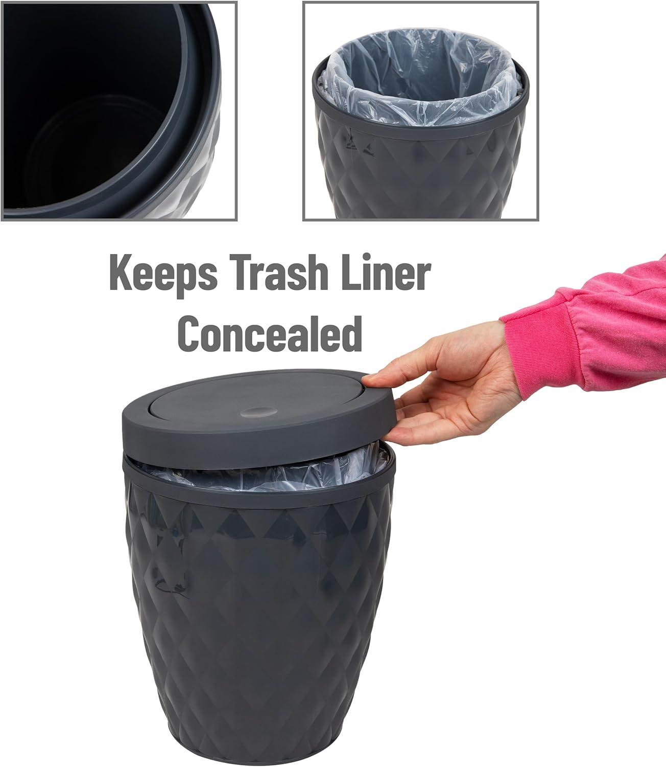 imageMind Reader Trash Can and Toilet Brush Set Bathroom Decor Swivel Lid Accessories 875 W x 1125 H 2 Piece Set GrayGray