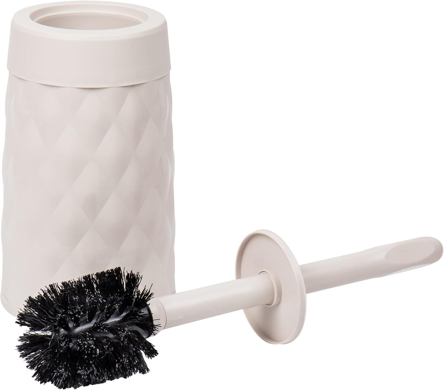 imageMind Reader Trash Can and Toilet Brush Set Bathroom Decor Swivel Lid Accessories 875 W x 1125 H 2 Piece Set GrayIvory