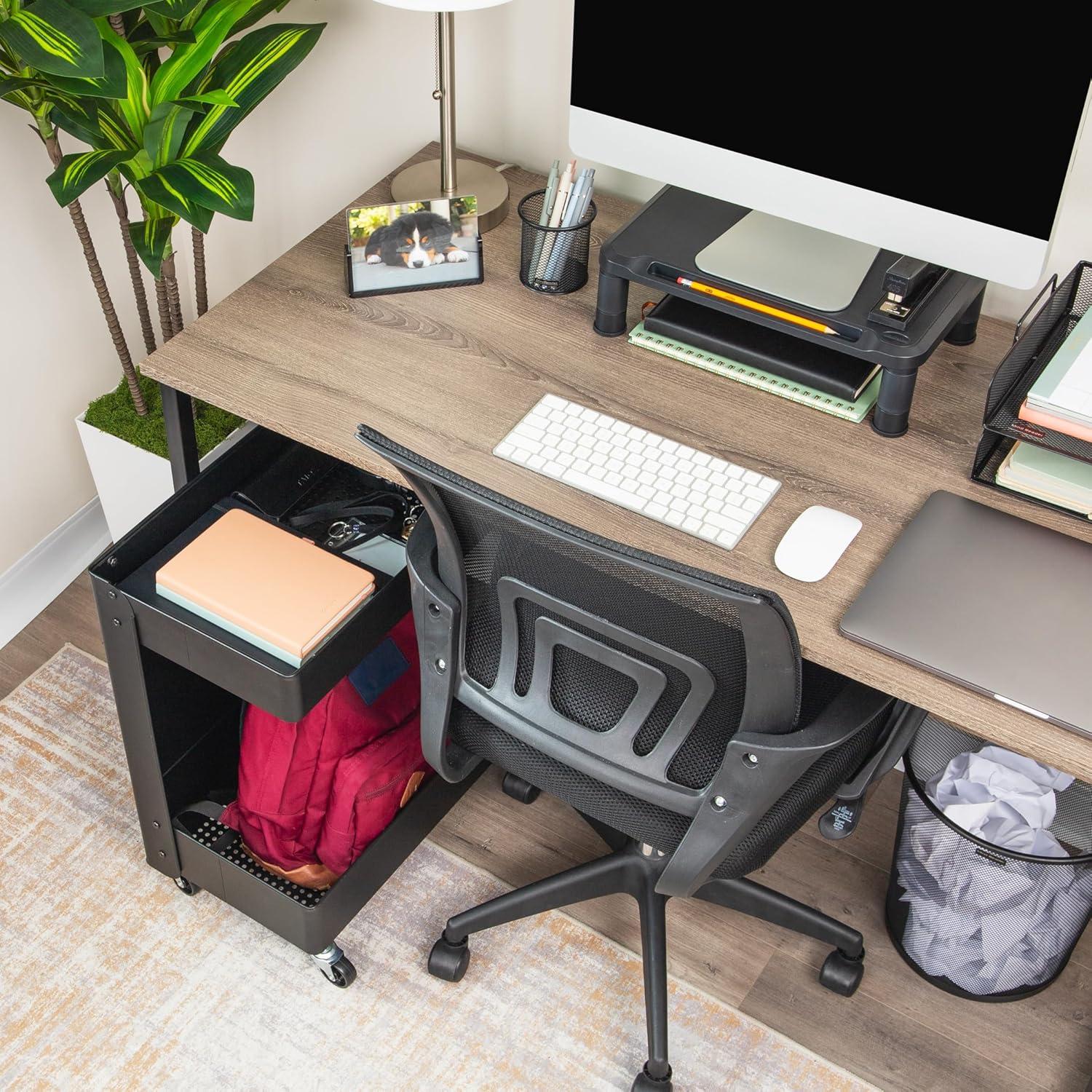 imageMind Reader Under Desk Rolling Cart 2Tier Steel Utility Organizer No Assembly Required 12 L x 20 W x 235 H Black