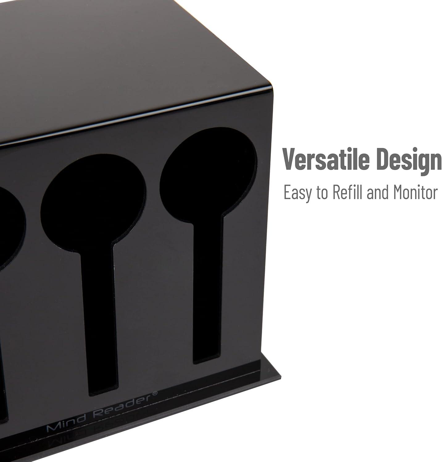 imageMind Reader Utensil Dispenser Silverware Organizer Plastic Fork and Spoon DIspenser Kitchen 7L x 575W x 6H BlackBlack