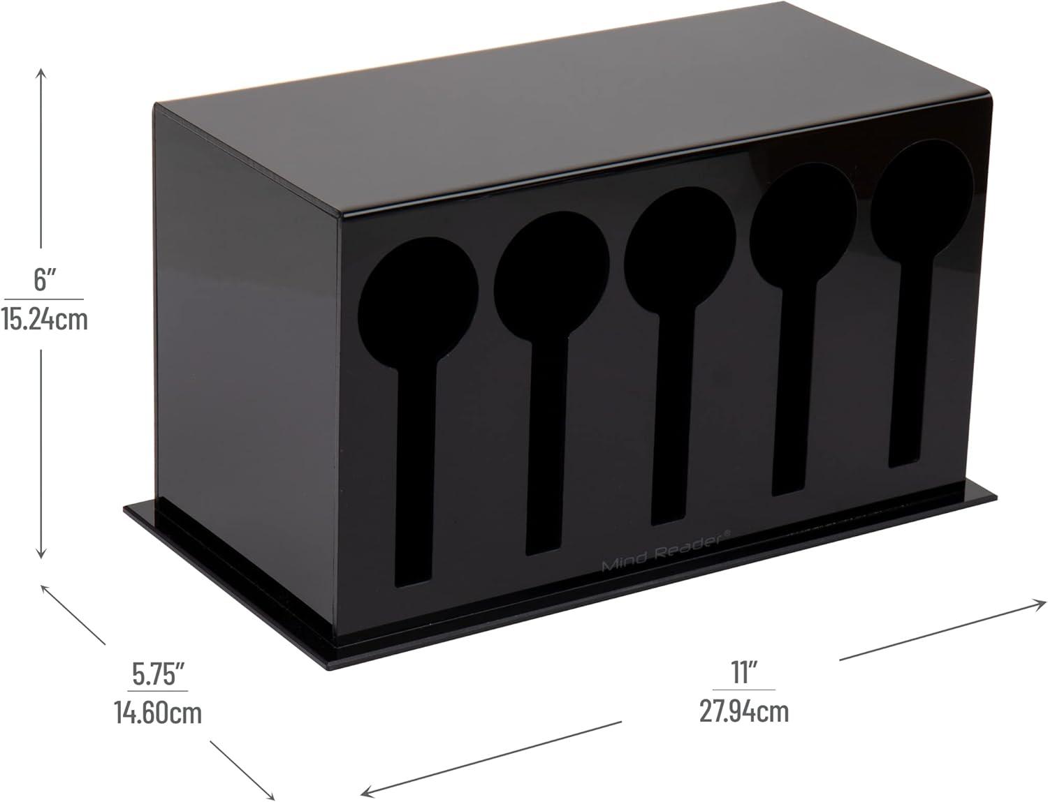 imageMind Reader Utensil Dispenser Silverware Organizer Plastic Fork and Spoon DIspenser Kitchen 7L x 575W x 6H BlackBlack