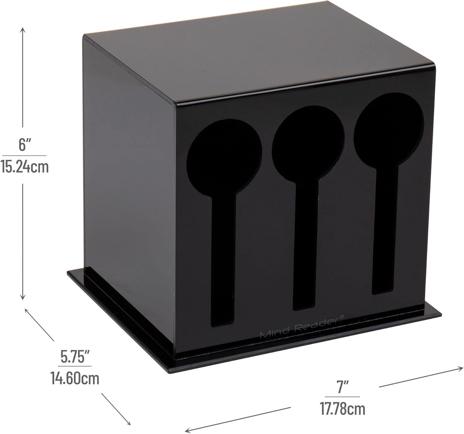 imageMind Reader Utensil Dispenser Silverware Organizer Plastic Fork and Spoon DIspenser Kitchen 7L x 575W x 6H BlackBlack