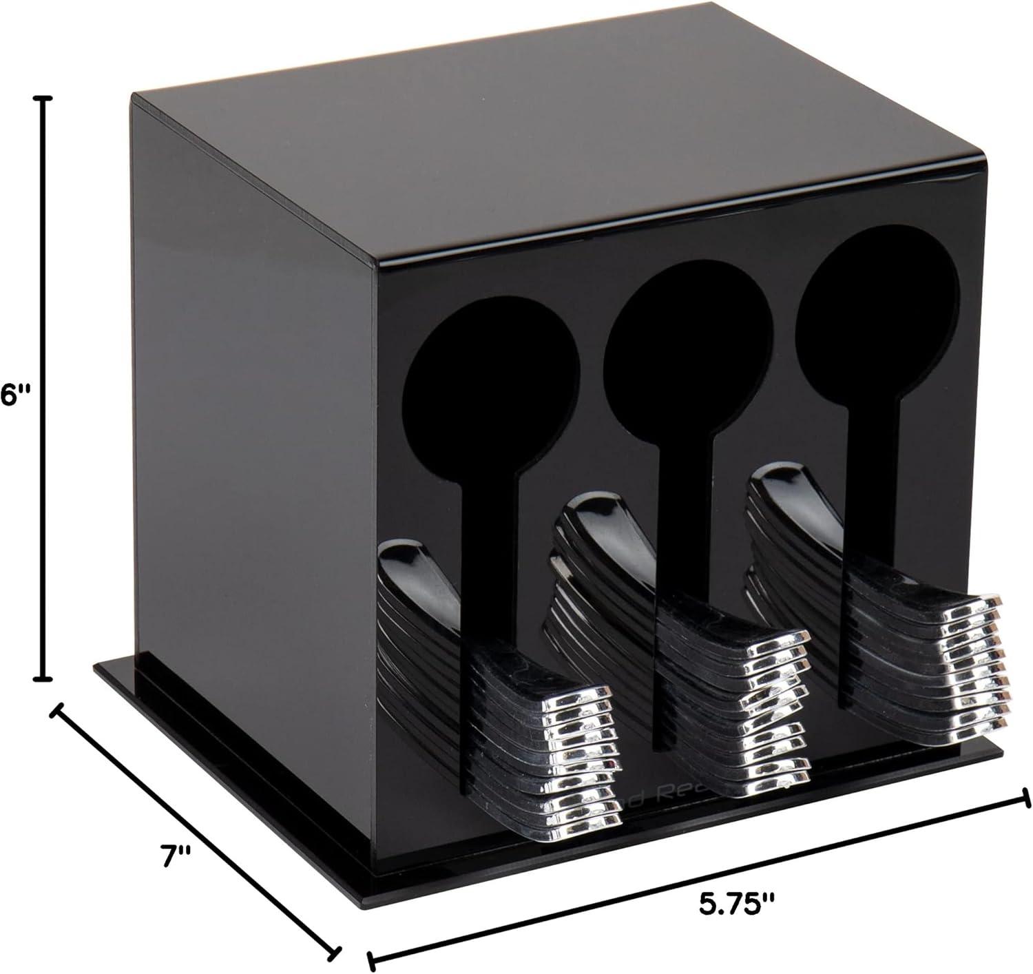 imageMind Reader Utensil Dispenser Silverware Organizer Plastic Fork and Spoon DIspenser Kitchen 7L x 575W x 6H BlackBlack