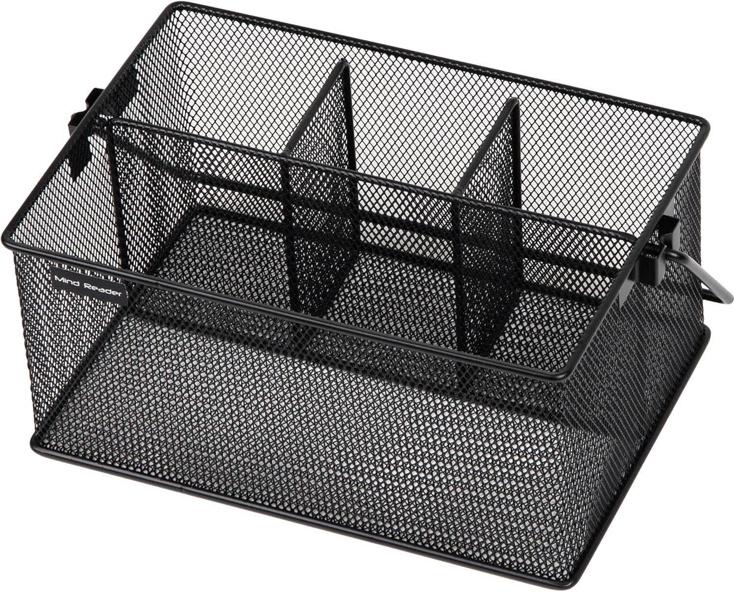 imageMind Reader Utensil Holder Silverware Organizer Caddy Cutlery Holder Kitchen Metal Mesh 10L x 7W x 475H Black