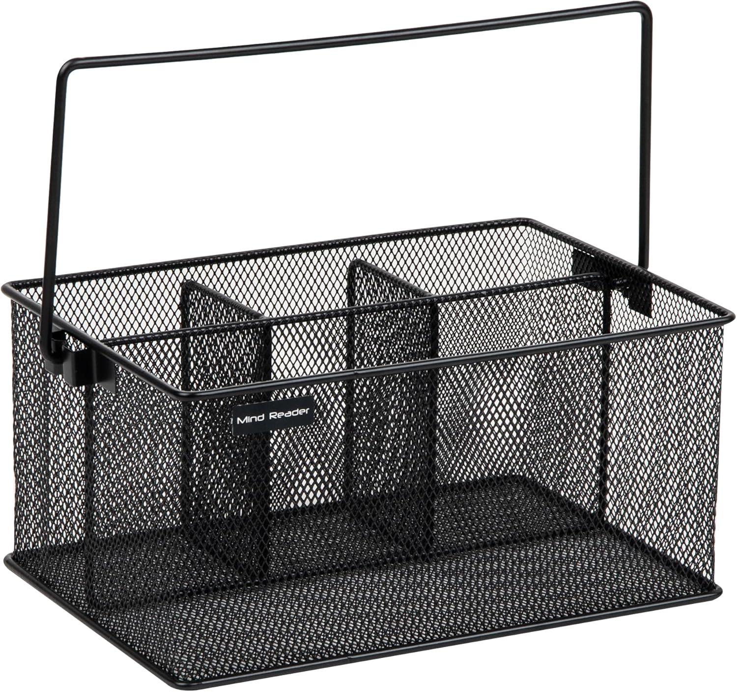 imageMind Reader Utensil Holder Silverware Organizer Caddy Cutlery Holder Kitchen Metal Mesh 10L x 7W x 475H Black