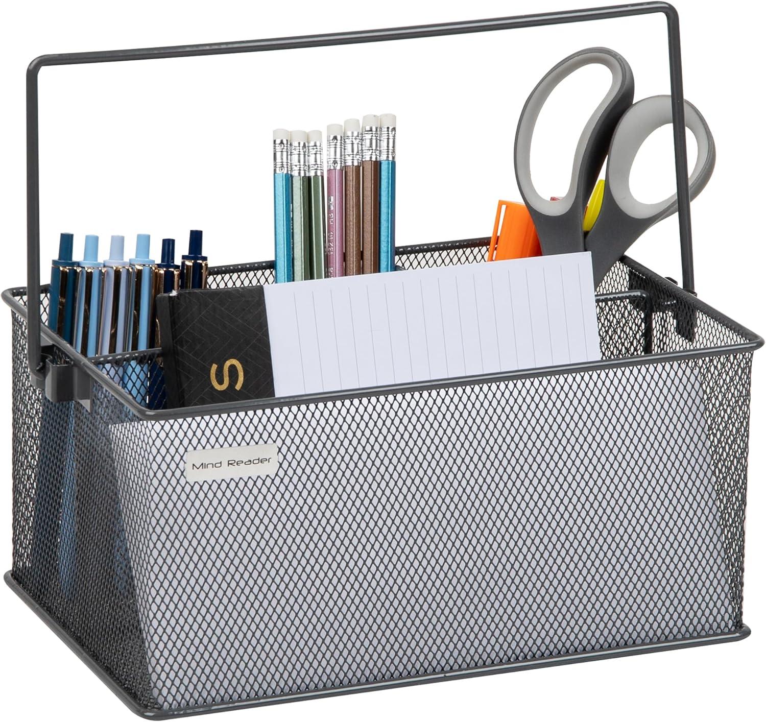 imageMind Reader Utensil Holder Silverware Organizer Caddy Cutlery Holder Kitchen Metal Mesh 10L x 7W x 475H Gray