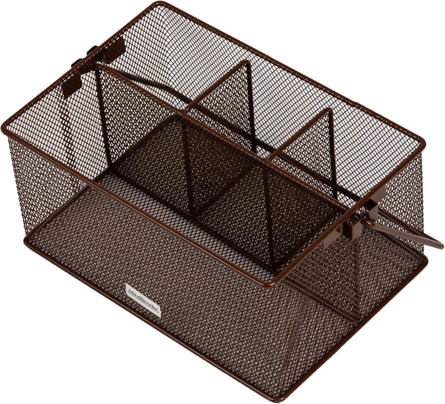 imageMind Reader Utensil Holder Silverware Organizer Caddy Cutlery Holder Kitchen Metal Mesh 10L x 7W x 475H Silver4 Compartments