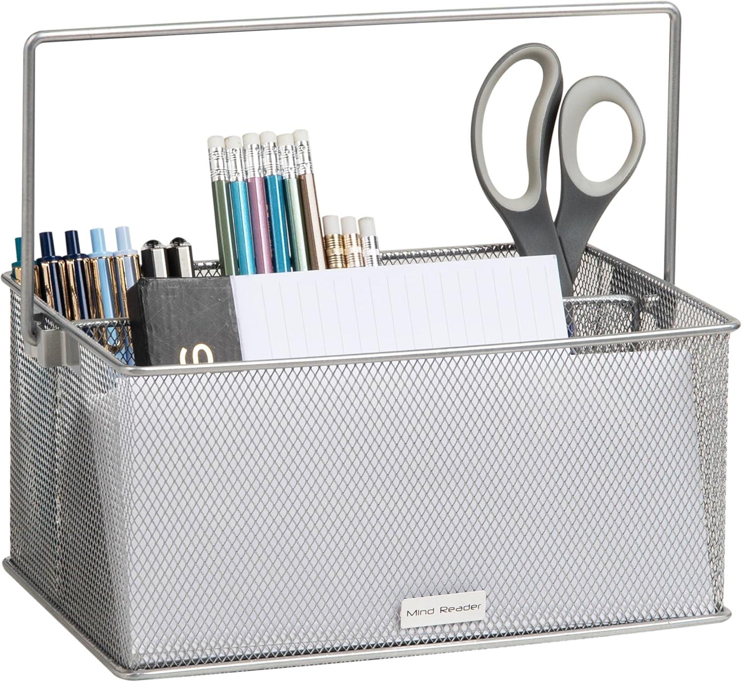 imageMind Reader Utensil Holder Silverware Organizer Caddy Cutlery Holder Kitchen Metal Mesh 10L x 7W x 475H SilverSingle