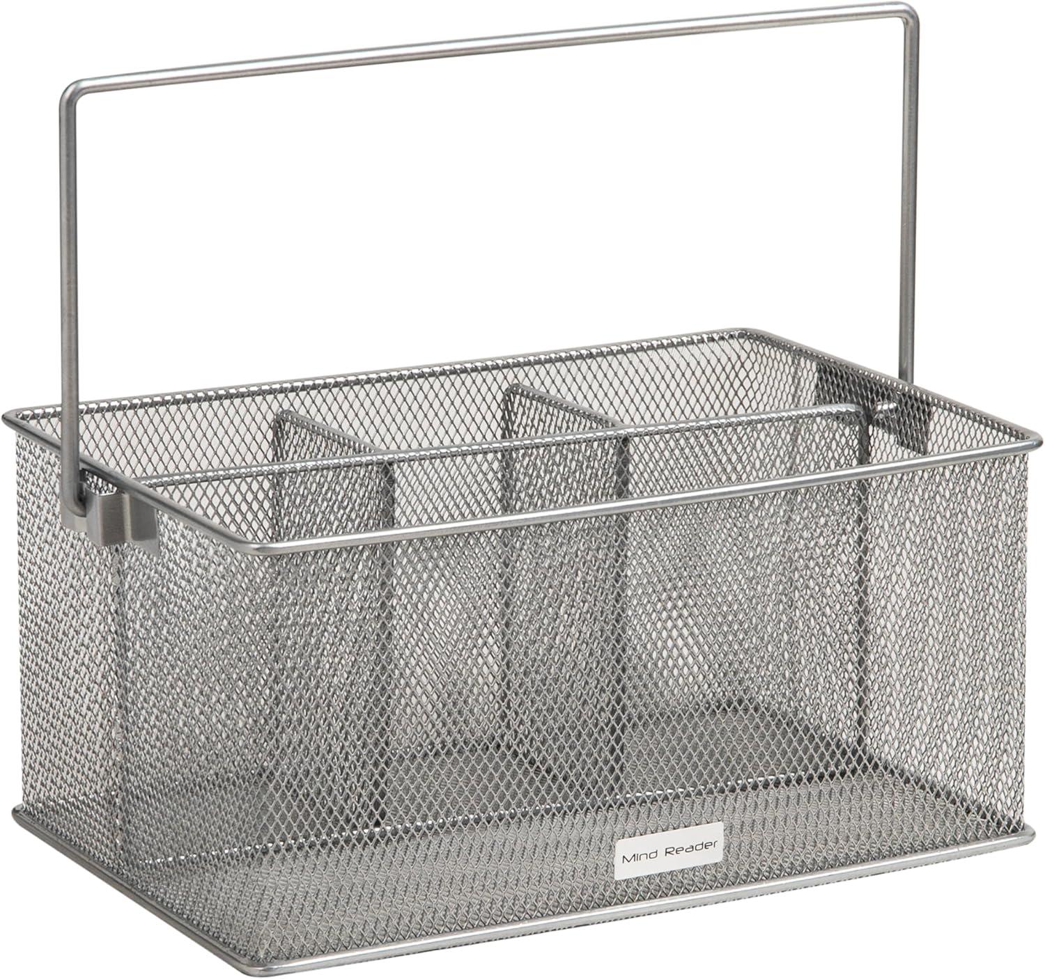 imageMind Reader Utensil Holder Silverware Organizer Caddy Cutlery Holder Kitchen Metal Mesh 10L x 7W x 475H SilverSingle