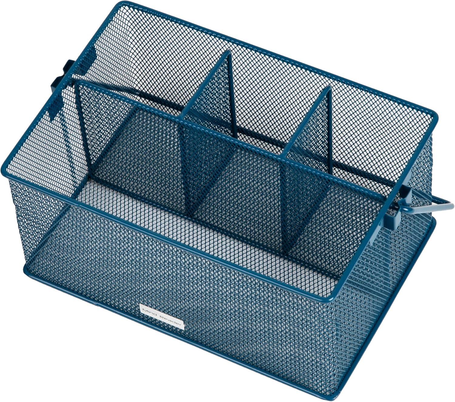 imageMind Reader Utensil Holder Silverware Organizer Caddy Cutlery Holder Kitchen Metal Mesh 10L x 7W x 475H Turquoise