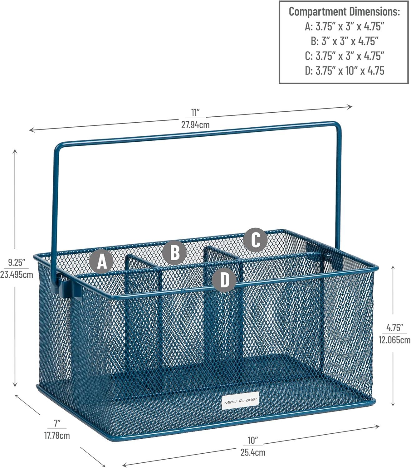 imageMind Reader Utensil Holder Silverware Organizer Caddy Cutlery Holder Kitchen Metal Mesh 10L x 7W x 475H Turquoise
