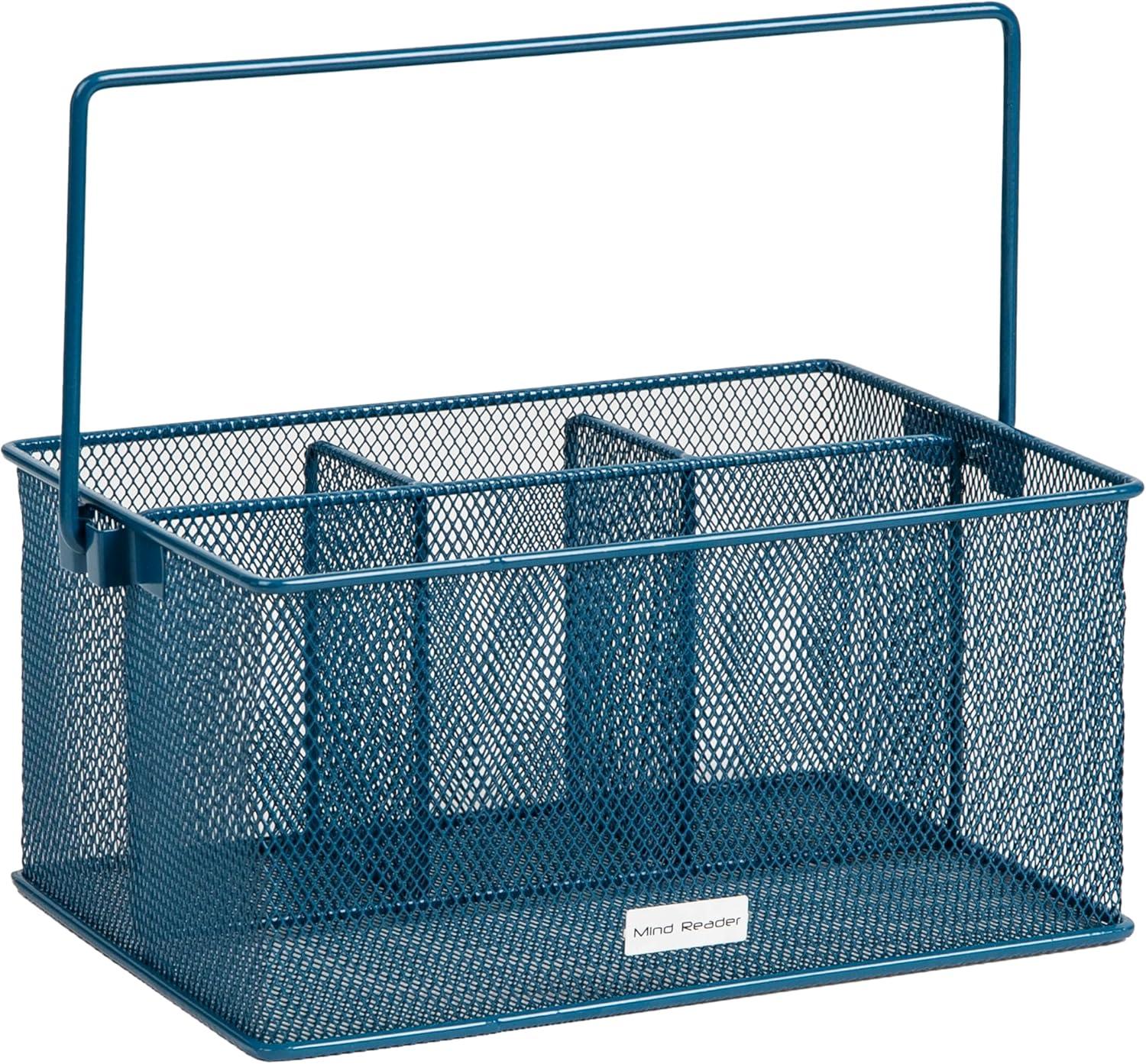 imageMind Reader Utensil Holder Silverware Organizer Caddy Cutlery Holder Kitchen Metal Mesh 10L x 7W x 475H Turquoise