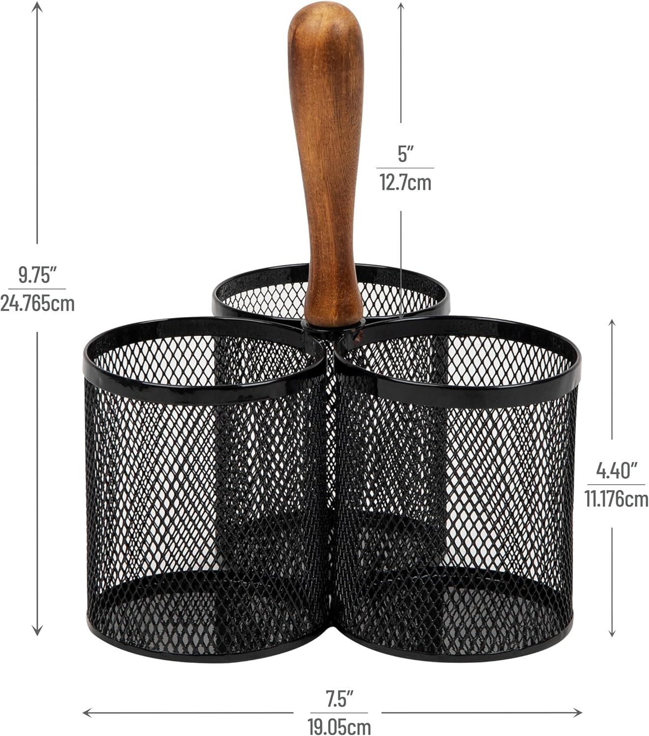 imageMind Reader Utensil Holder Silverware Organizer Caddy Cutlery Holder Kitchen Metal Mesh 75L x 75W x 975H BlackBlack