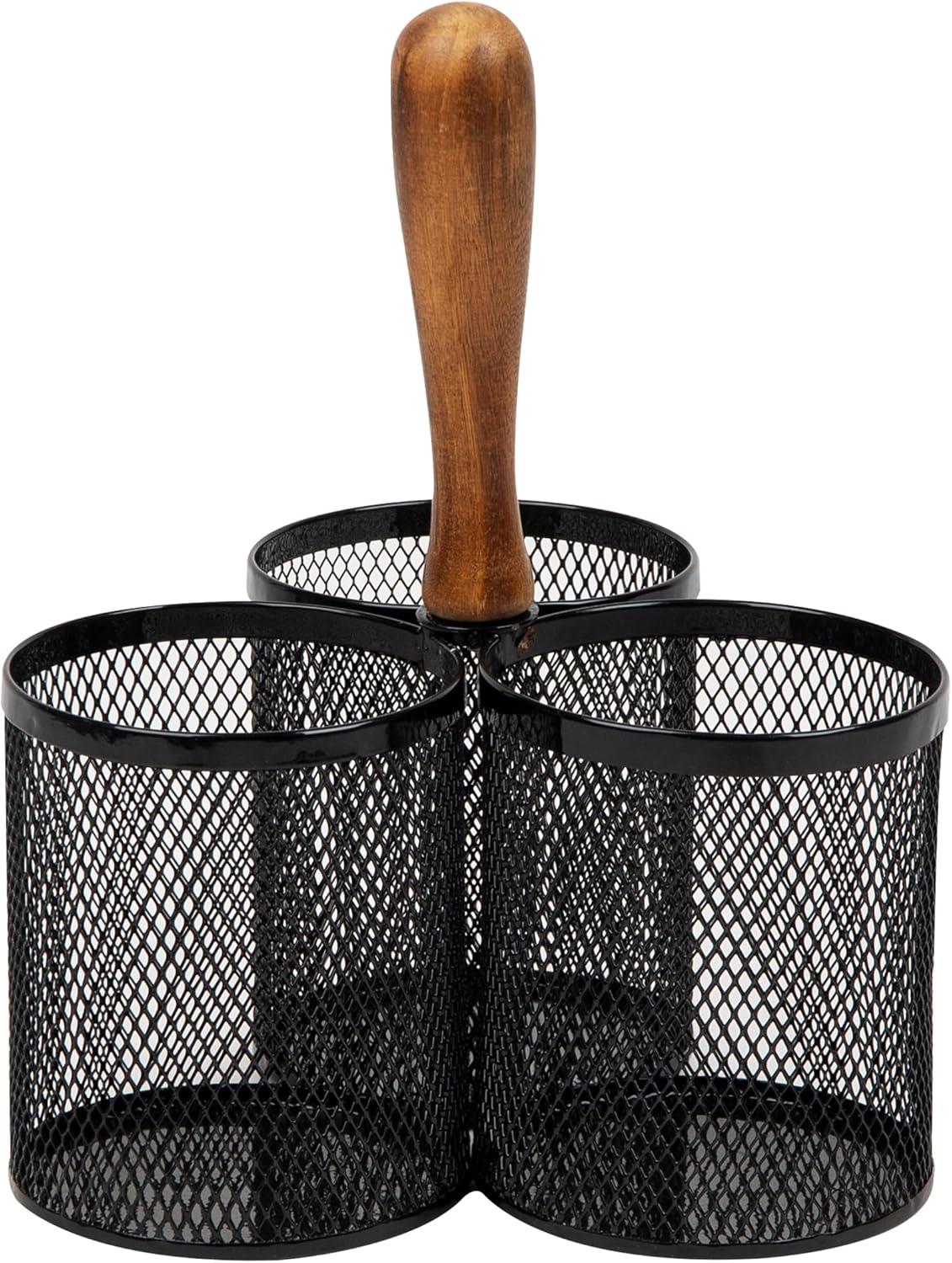 imageMind Reader Utensil Holder Silverware Organizer Caddy Cutlery Holder Kitchen Metal Mesh 75L x 75W x 975H BlackBlack
