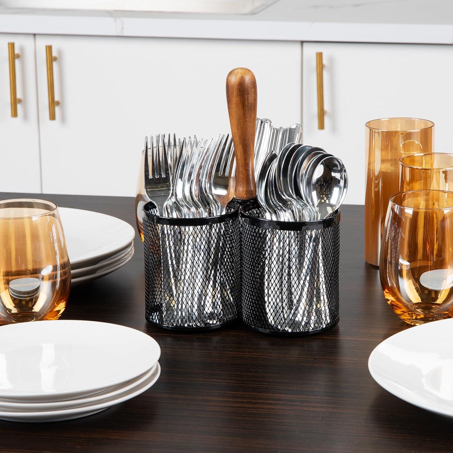 imageMind Reader Utensil Holder Silverware Organizer Caddy Cutlery Holder Kitchen Metal Mesh 75L x 75W x 975H BlackBlack