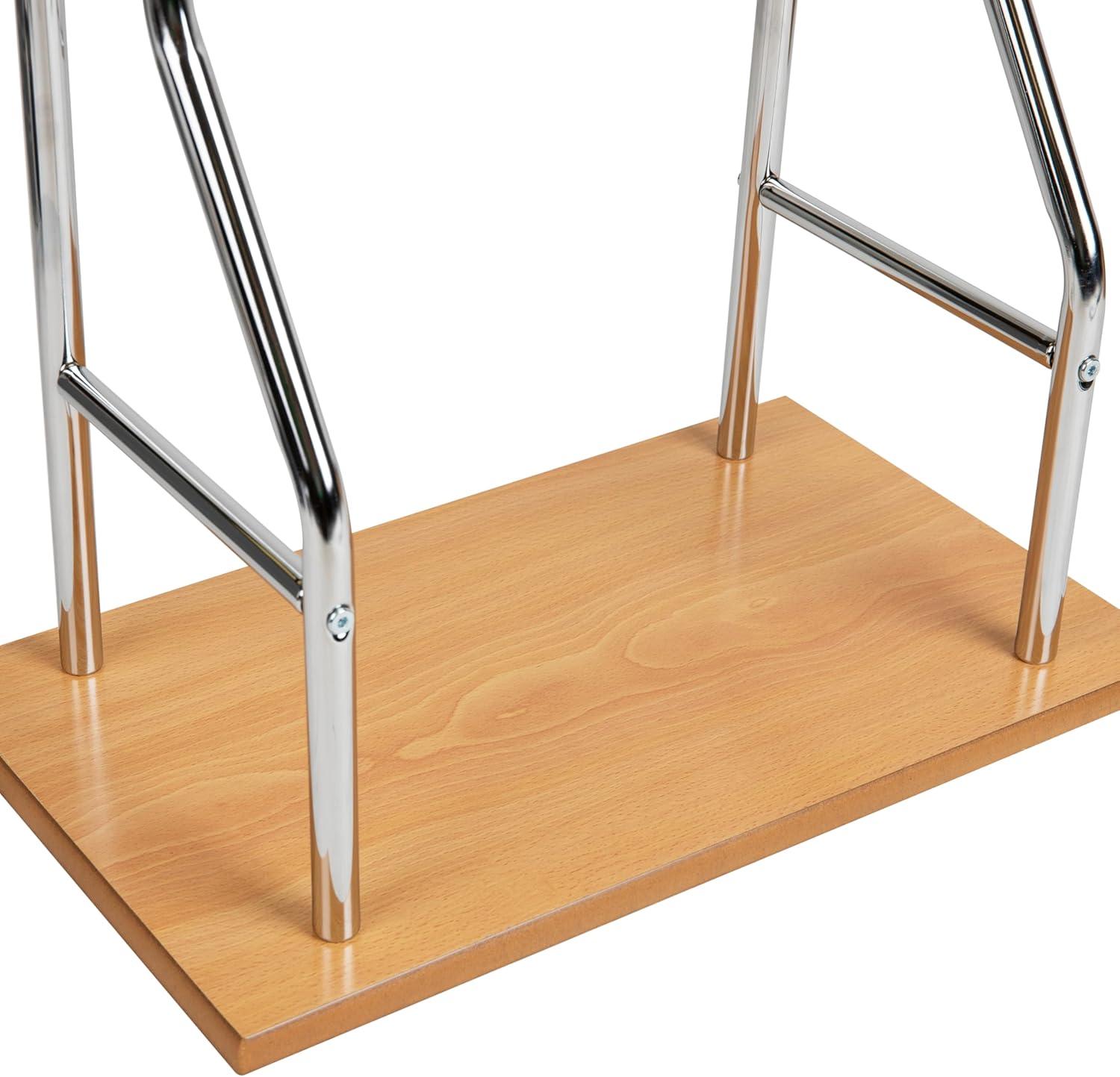 imageMind Reader Valet Stand Clothes Rack Clothing Organizer Jacket Hanger Metal Wood 1975L x 1175W x 43H SilverSilver