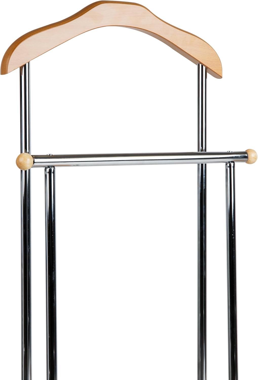 imageMind Reader Valet Stand Clothes Rack Clothing Organizer Jacket Hanger Metal Wood 1975L x 1175W x 43H SilverSilver