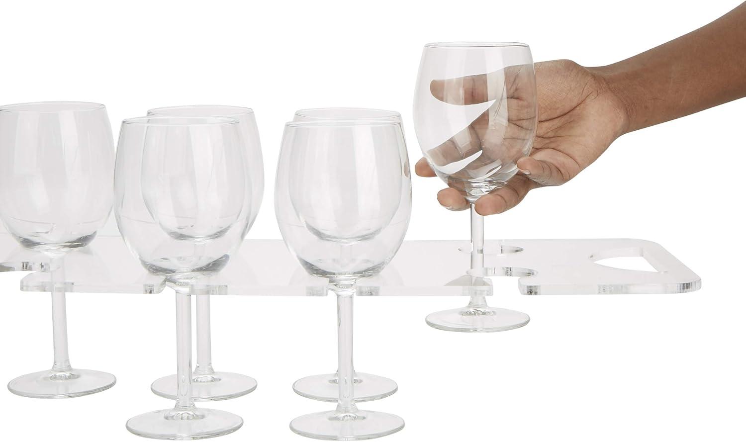 imageMind Reader Wine Glass and Bottle Stakes Vacation Essentials Beach Wine Holder Metal 35L x 35W x 19H 5 Pcs SilverClear