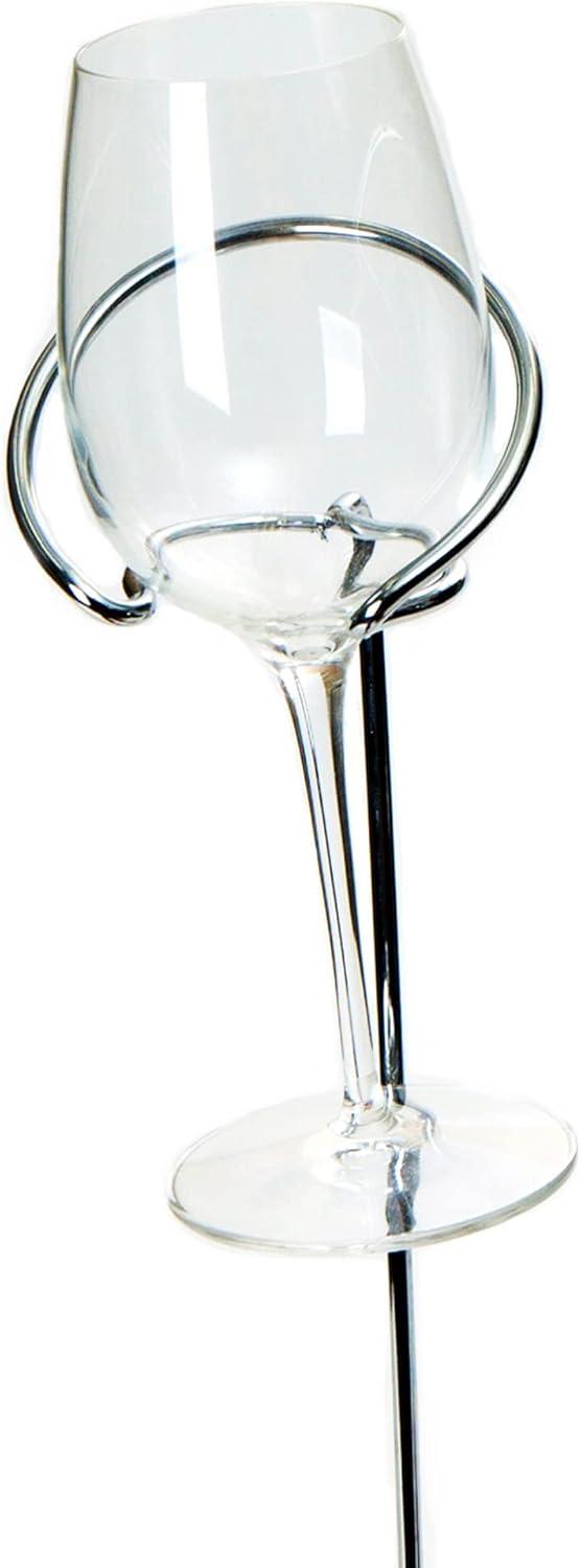 imageMind Reader Wine Glass and Bottle Stakes Vacation Essentials Beach Wine Holder Metal 35L x 35W x 19H 5 Pcs SilverSilver Bottle Glass Holder