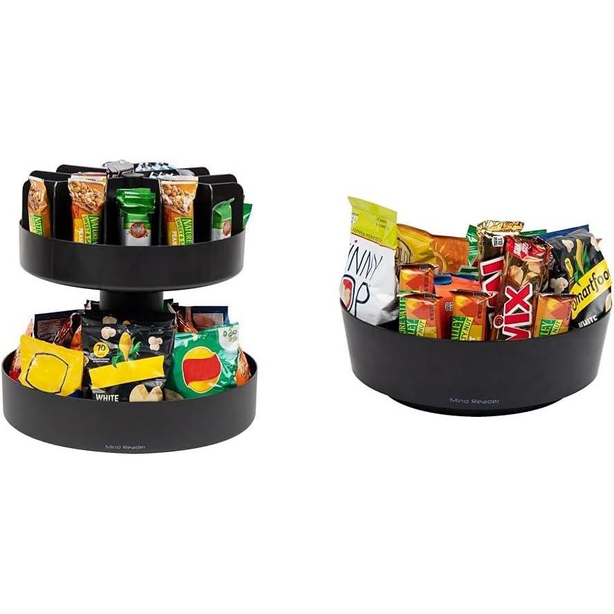 image2Tier 1425 Snack Carousel with 4Section 12 Rotating Snack Tray Countertop Organizers for BreakroomKitchen
