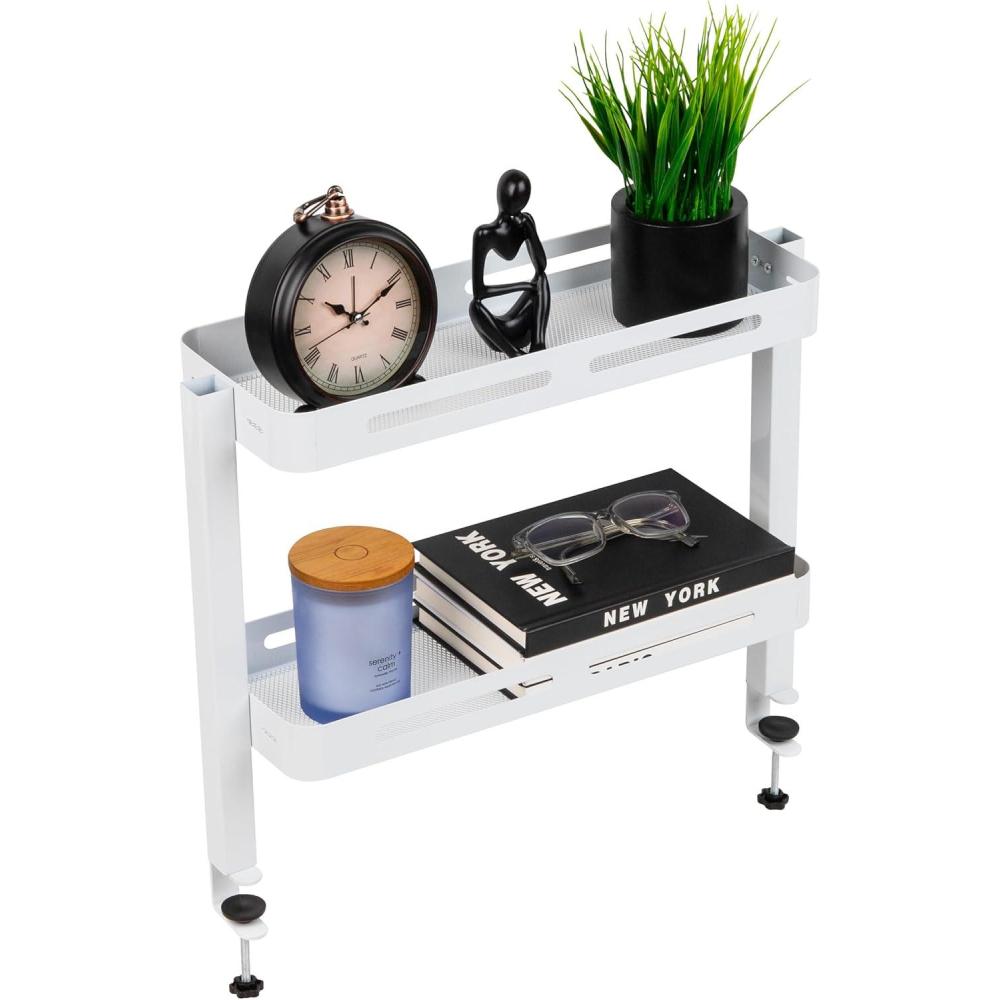 imageMind Reader 2Tier Desk Organizer with Clamp Accessory ShelfWhite