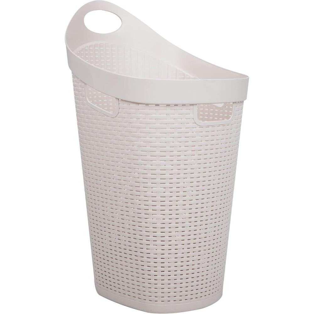 imageMind Reader 60L Rolling Laundry Hamper Clothes Basket Wheels Wicker Style Plastic 195L x 1475W x 2925H IvoryIvory