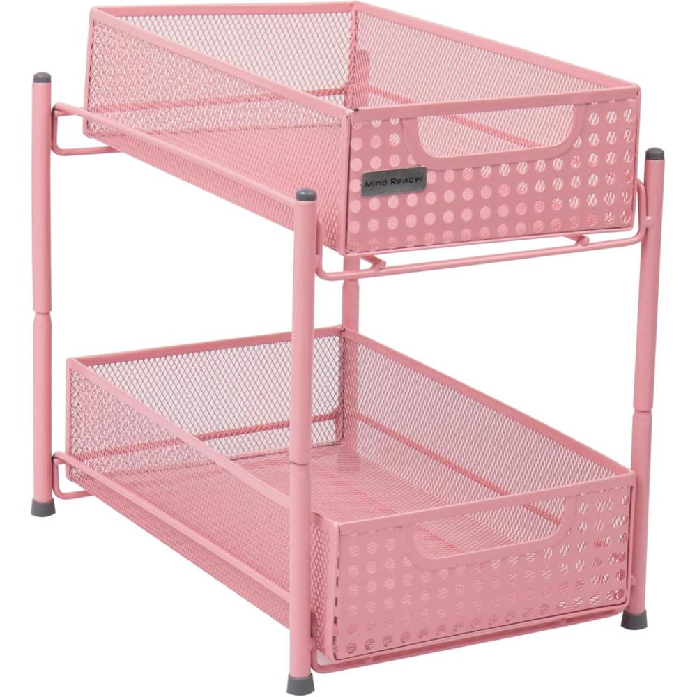 imageMind Reader Accessory Organizer Supply Storage Desktop Crafts Office Metal Mesh 8L x 125W x 1125H WhitePink