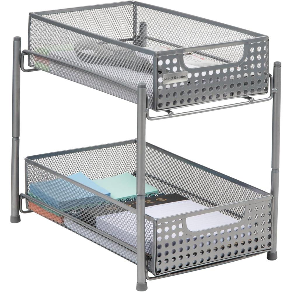 imageMind Reader Accessory Organizer Supply Storage Desktop Crafts Office Metal Mesh 8L x 125W x 1125H WhiteSilver