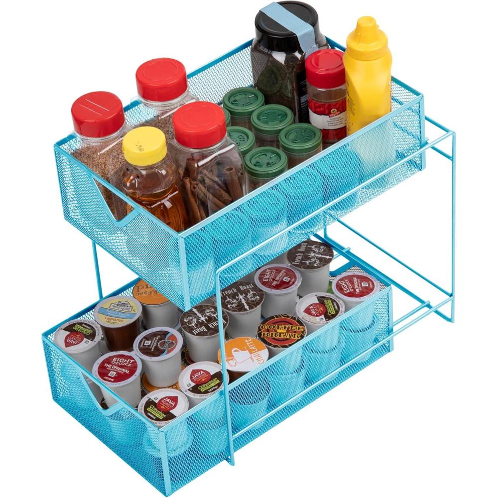 imageMind Reader Accessory Organizer Supply Storage Makeup Crafts Office Kitchen Metal Mesh 825L x 125W x 125H WhiteBlue