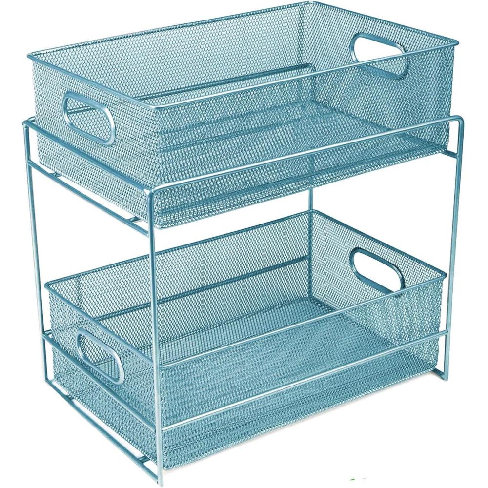 imageMind Reader Accessory Organizer Supply Storage Makeup Crafts Office Kitchen Metal Mesh 825L x 125W x 125H WhiteTurquoise