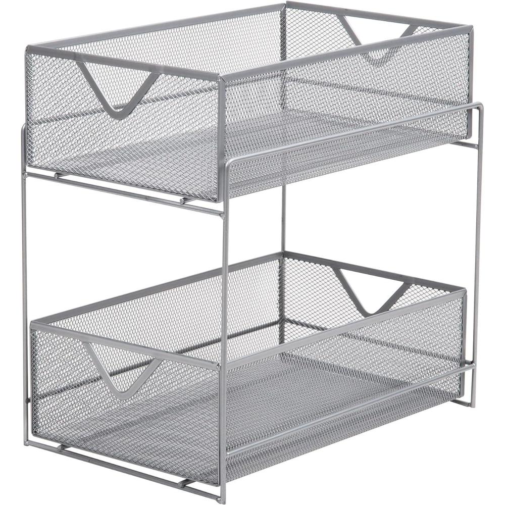imageMind Reader Accessory Organizer Supply Storage Makeup Office Kitchen Metal Mesh 825L x 125W x 125H TurquoiseSilver