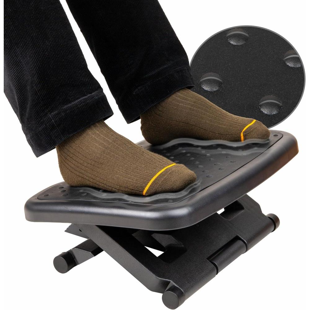 imageMind Reader Adjustable Foot Rest with Elastomer Pad for Comfort and Support Ergonomic Foot Platform Height Adjustable Black