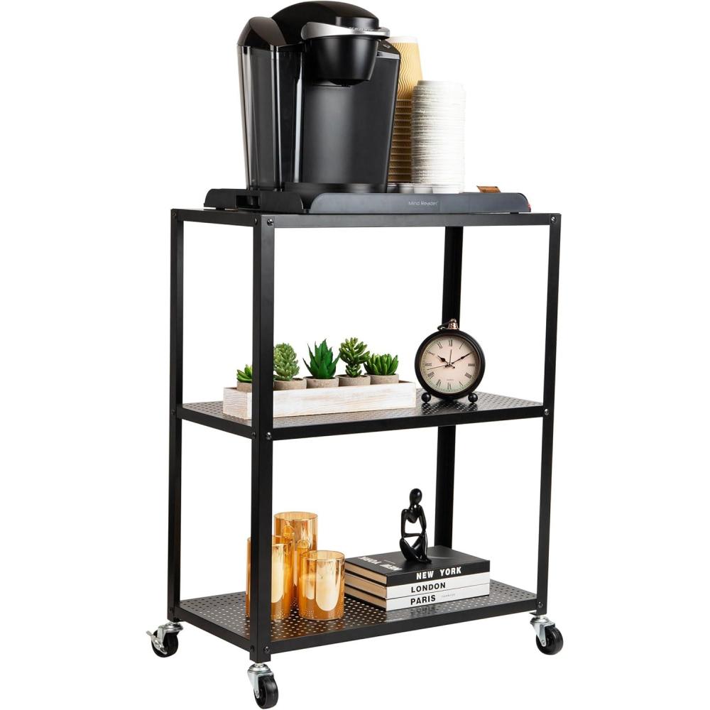 imageMind Reader Cart with Covered Compartment Office Organizer Storage 3Tier Office Metal 20 L x 1425 W x 2875 H Black3Tier