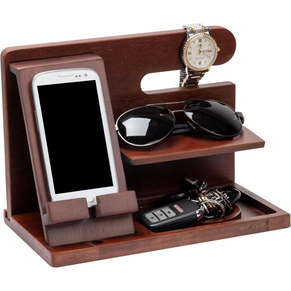 imageMind Reader Cell Phone Valet Station Desk Organizer Vanity Accessories Nightstand Organizer 10 L x 580 W x 725 H Brown
