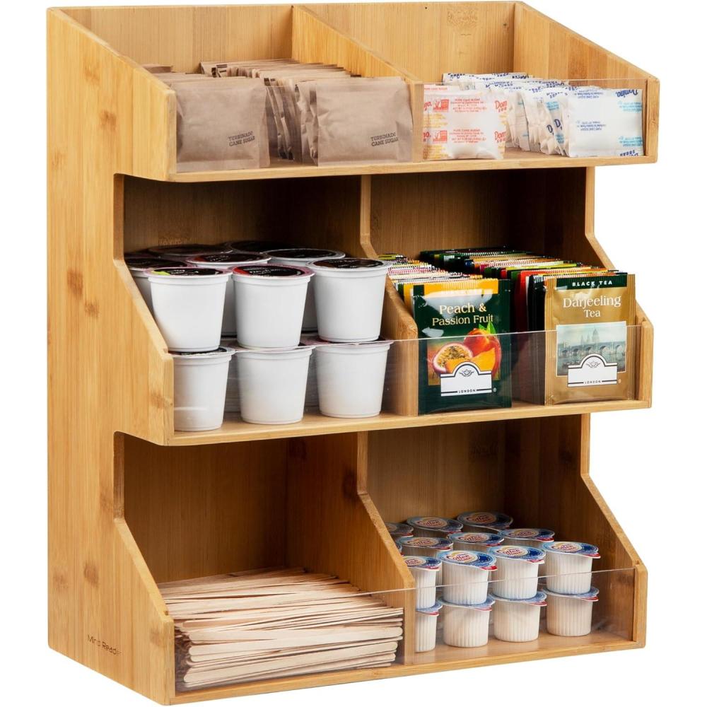 imageMind Reader Coffee Pod Condiment Station Countertop Organizer Kitchen Rayon from Bamboo 13 L x 625 W x 1525 H BrownBrown
