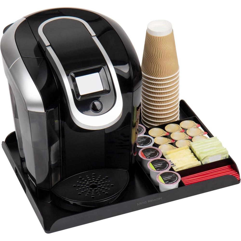 imageMind Reader Coffee Station Serving Tray 7 Pod Capacity Countertop Organizer Storage 175 L x 1325 W x 125 H Single BlackBlack