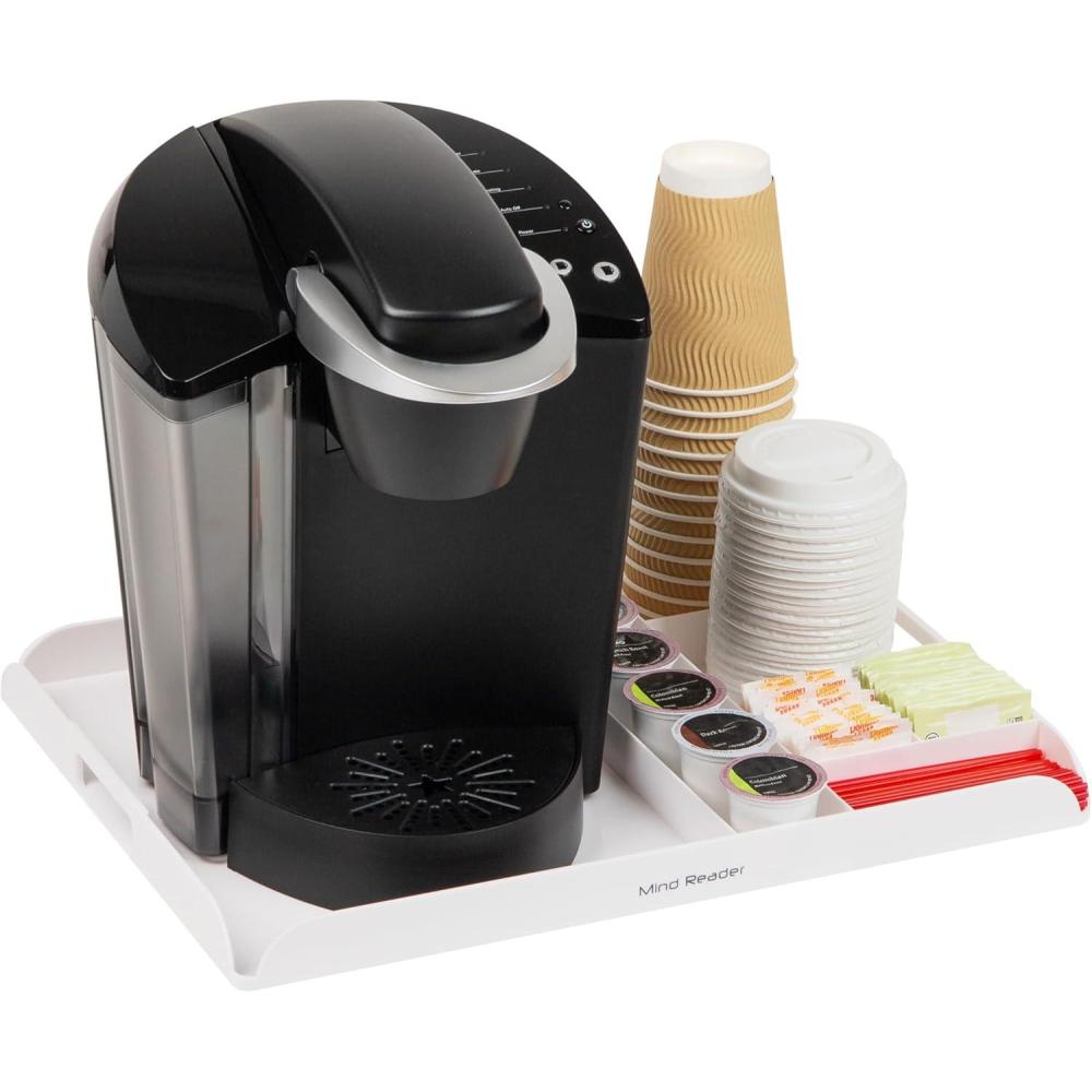 imageMind Reader Coffee Station Serving Tray 7 Pod Capacity Countertop Organizer Storage 175 L x 1325 W x 125 H Single BlackWhite