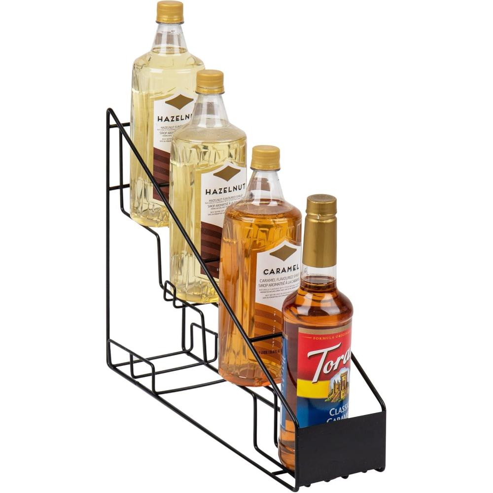 imageMind Reader Coffee Syrup Station Coffee Bar Accessories Countertop Organizer Kitchen Metal 14L x 12W x 155H BlackBlack
