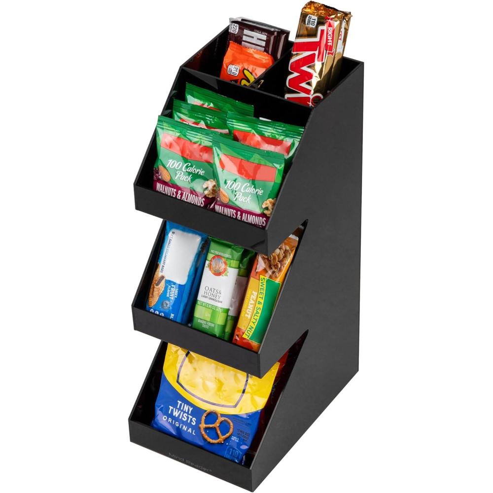 imageMind Reader Coffee Tea Utensil and Condiment Station Countertop Organizer Coffee Bar Kitchen 6L x 9W x 16H BlackBlack
