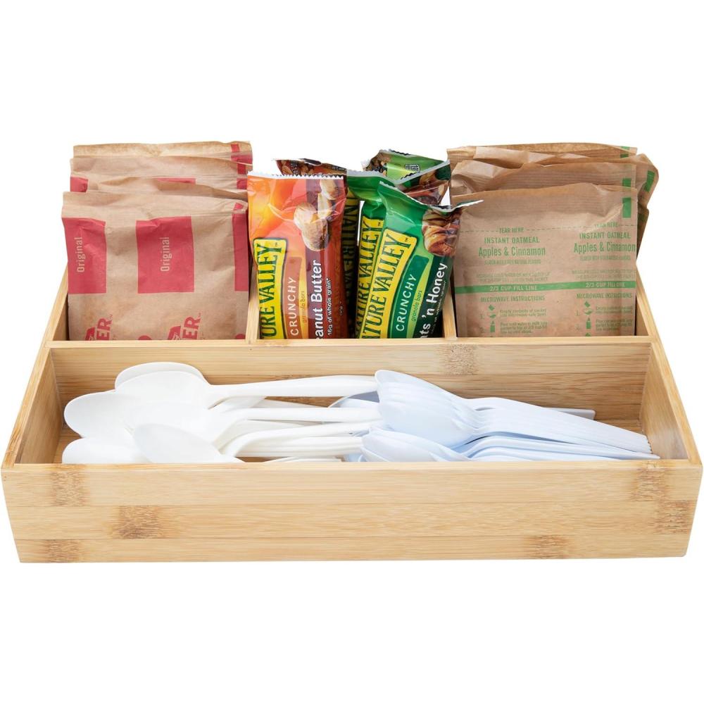 imageMind Reader Condiment Snack Station Countertop Organizer Dispenser Kitchen Rayon from Bamboo 8 L x 13 W x 25 H Brown
