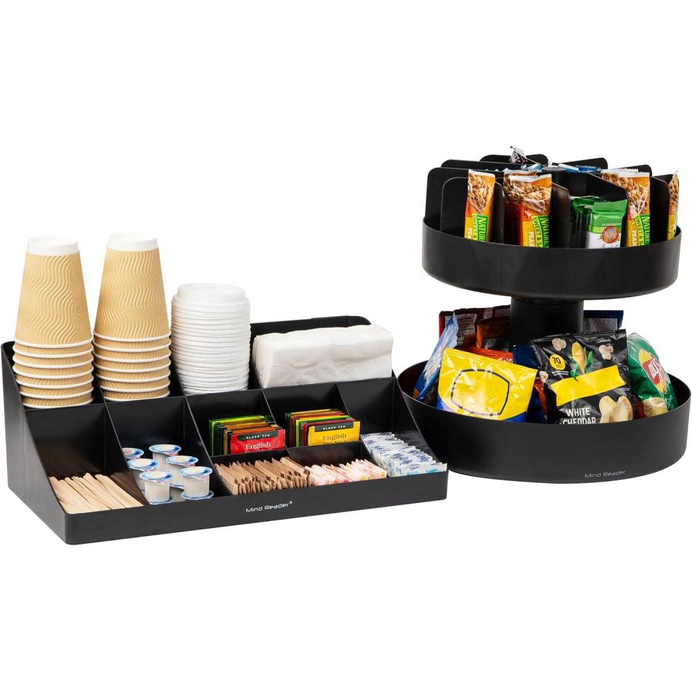 imageMind Reader Cup and Condiment Station Snack Carousel Set Countertop Organizer Pantry 17875Lx95Wx6625H 2 Pcs BlackBlack