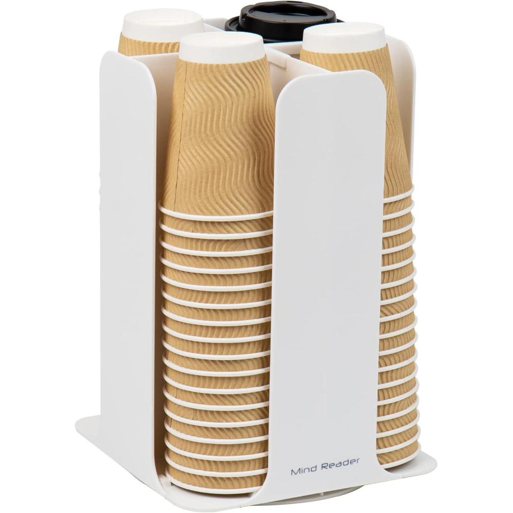 imageMind Reader Cup and Lid Carousel Countertop Org Coffee Bar Beverage Cup Holder Plastic 775L x 775W x 115H WhiteWhite