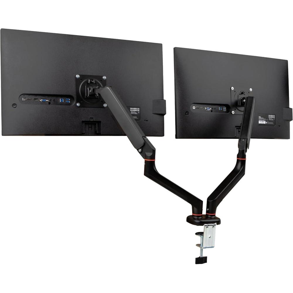 imageMind Reader Dual Monitor Gas Spring Desk Mount CounterBalance Arm for 1332 Monitors VESA 75x75  100x100 180 Rotation 65 Tilt 180 Swivel 198 lb Capacity Each Cable Management Black