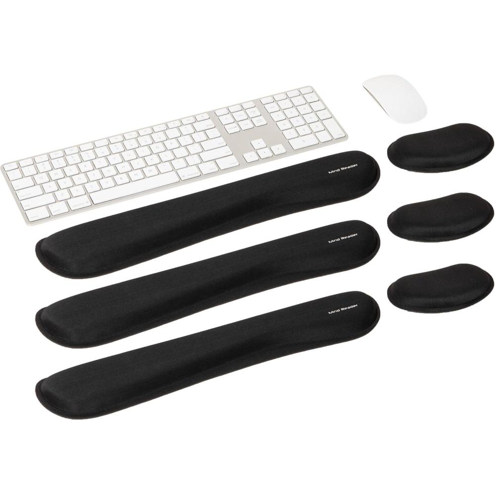 imageMind Reader Ergonomic Keyboard and Mouse Wrist Rest Set Gaming Accessory Memory Foam 1675 L x 3 W x 075 H 2 pcs BlackBlack