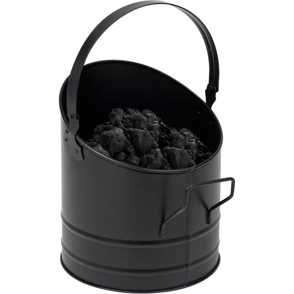 imageMind Reader Fireplace Ash Bucket 6L 15 gal Capacity Wood Stove Fireplace Accessories Metal 9L x 9W x 105H BlackLarge