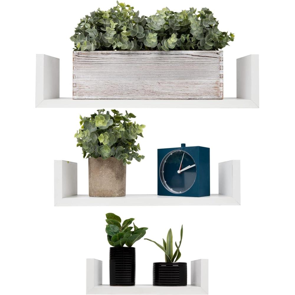 imageMind Reader Floating Shelves for Wall Room Decor Living Room Bathroom Shelf MDF 1675 L x 45 W x 4H Set of 3 WhiteWhite