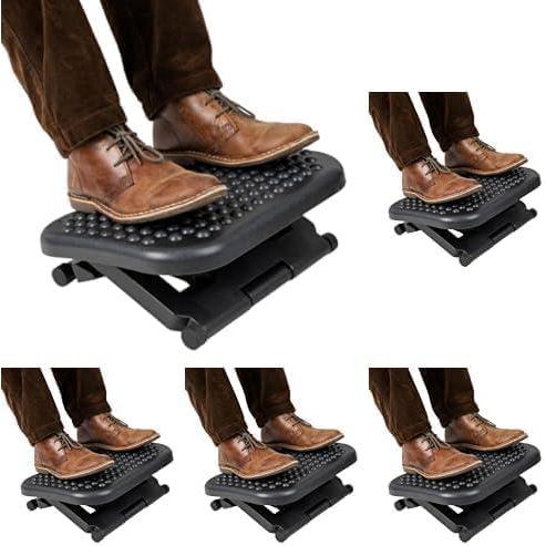 imageMind Reader Foot Rest Under Desk at Work Ergonomic Height Adjustable Office Plastic 17L x 13W x 625H BlackSingle Pack of 5