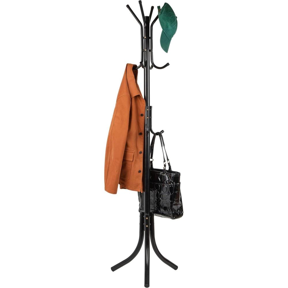 imageMind Reader Freestanding Coat Rack MultiTier Organizer for Office and Entryway Metal SilverBlack