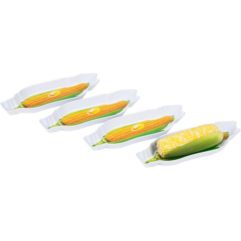 imageMind Reader French Fry Serving Set Hosting Essentials Outdoor Kitchen Melamine 475L x 325W x 675H 4 pcs WhiteCorn on the Cob